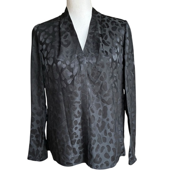 Babaton Black Leopard Power Blouse Silk Viscose Small - Picture 5 of 13